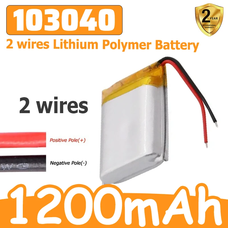 3.7V 1200mAh 103040 Polymer Lithium Batteries for Burglar Alarm Singing Speaker Purifier Aircraft Model Toys Cell