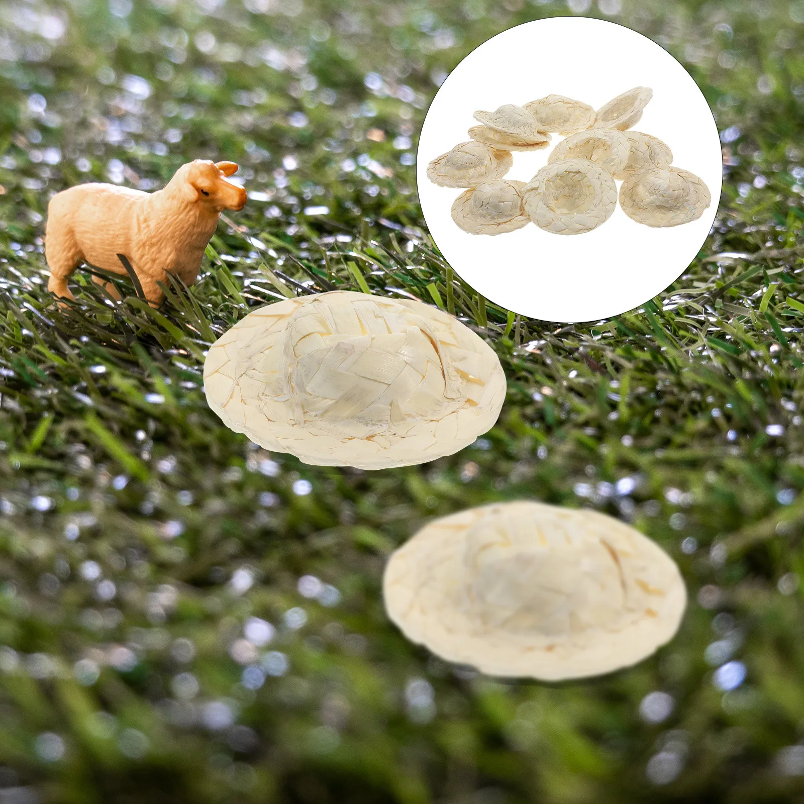 10 قطعة قبعات القش الصغيرة قبعة رائعة ديكور DIY بها بنفسك الحرفية ملحق للمشروعات المدرسية المنزلية والحفلات قبعات القش الصغيرة #3