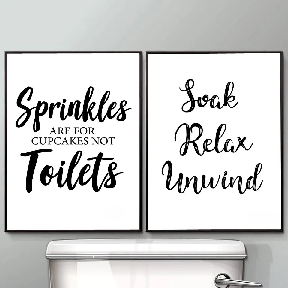 Wall Art Canvas Painting Funny bagno Rules Sign Nordic Black White Poster Prints Toilet Humour Pictures bagno Home Decor