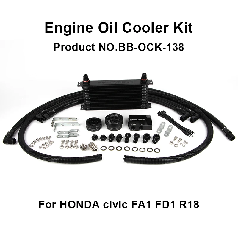 

BATTLEBEE Engine Oil Cooler With Rubber Tube Car Cooling System Aluminum Radiator For Honda Civic FA1 FD1 R18 BB-OCK-138