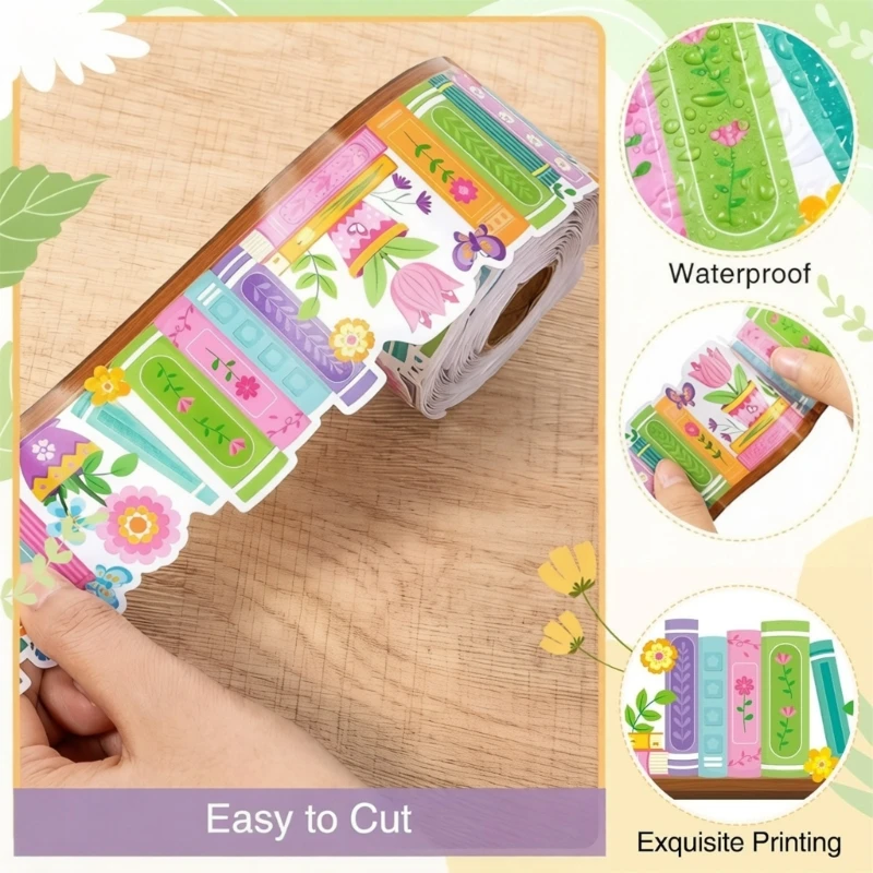 10M Painted Book Flower Border Sticker Bulletin Board Borders Trim for Classroom Chalkboard School Bulletin Board Decoration