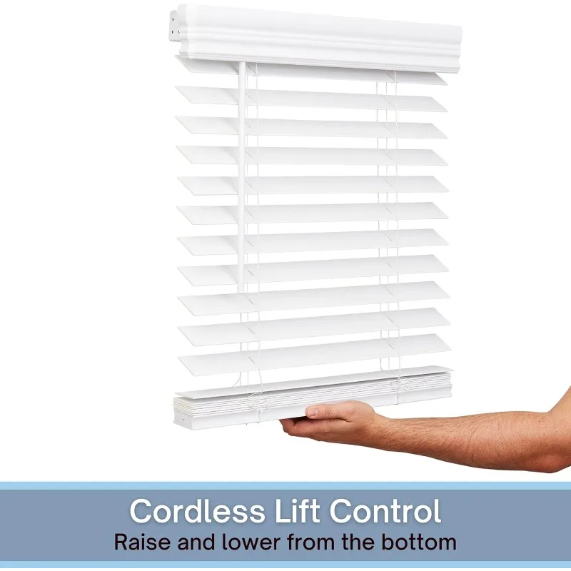 Cordless, 2 Inch Faux Wood Blind, 35