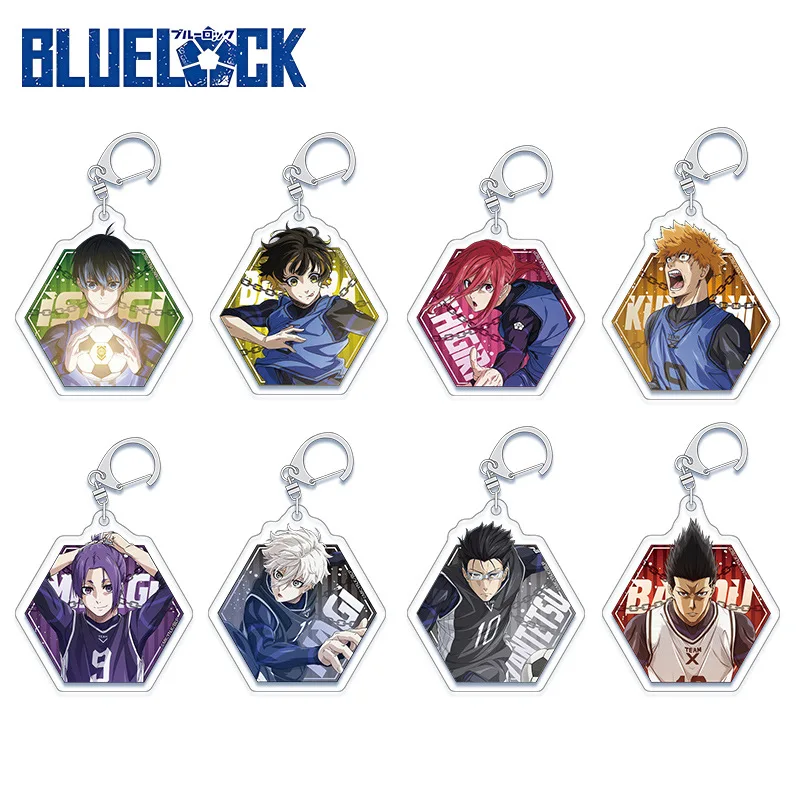 6Cm Anime Isagi Yoichi Meguru Kunigami Transparant Acryl Sleutelhanger Blue Lock Karakter Acryl Sleutelhanger Metalen Ketting Hanger