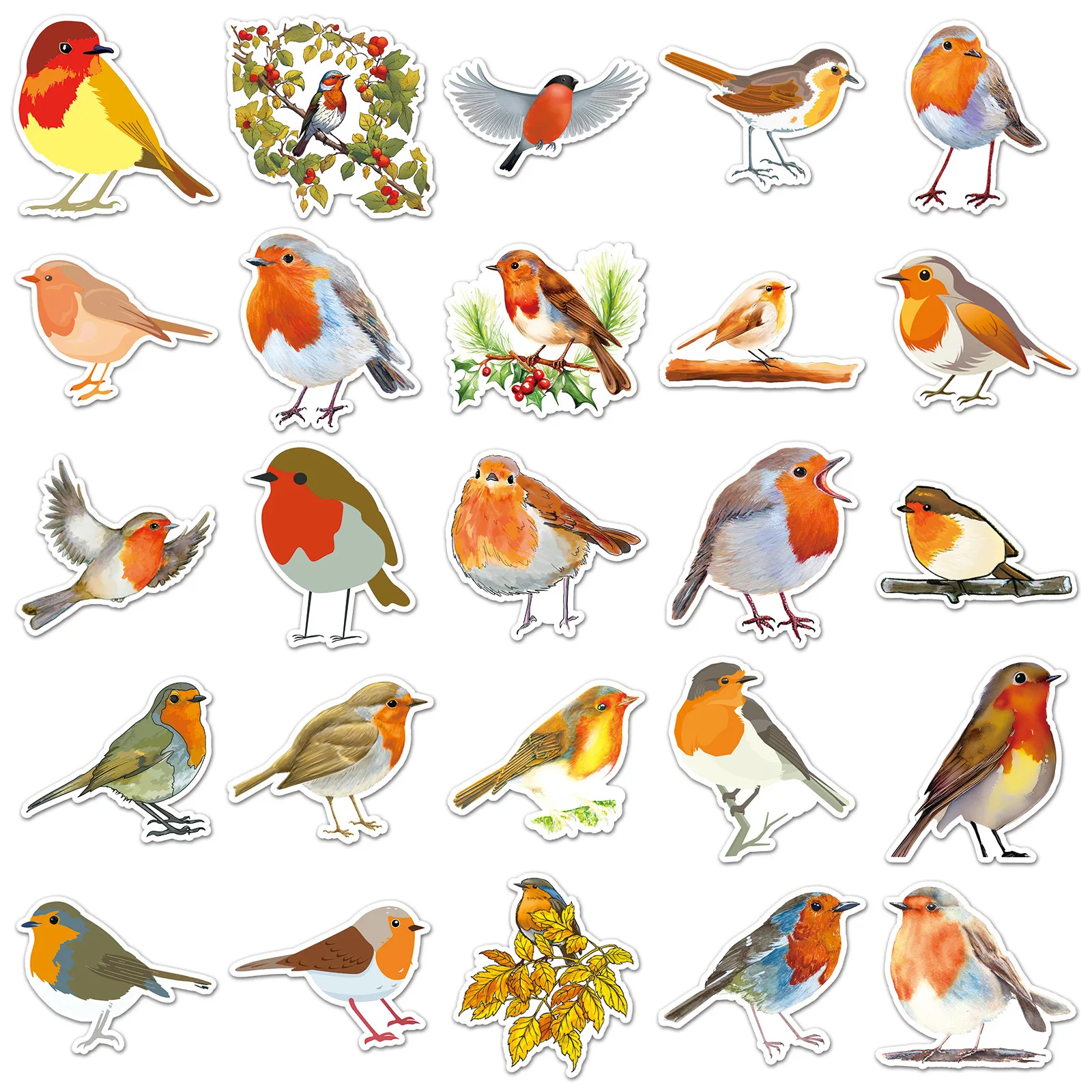 10/50PCS Cartoon Animal Robin Bird Sticker Cute Funny Doodle Decorative Water Cup Guitar Scrapbook Bike Decal Kids Toy Gift