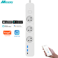 Melery WIFI Tuya App Israeli Plug Smart Power Strip Type-C Powers Board Remote Control Works With Google Home Alexa USB Charging