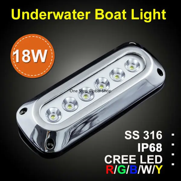 100% Waterproof 12v Marine Underwater Led Light/ Rgb Fishing Light18W