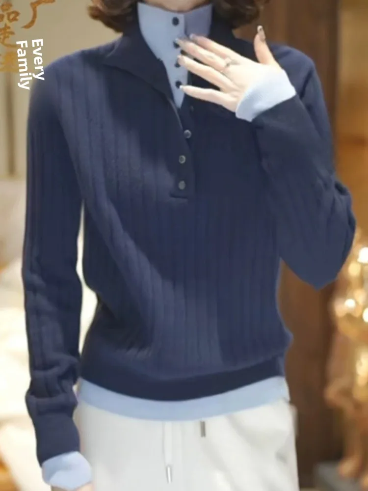 سترة محبوكة من الصوف من Ele سترة مريحة بطبقة أساسية من الكاميرا irt Faionable Color Blo سترة شتوية للتنقل #5