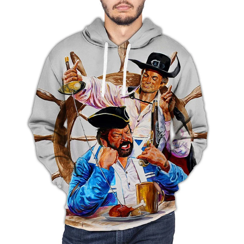 New Terence Hill Bud Spencer Hoodies 3D Print Man Women Hip-hop Hoodie Oversized Streetwear Pullovers Sweatshirts Kids Clothing