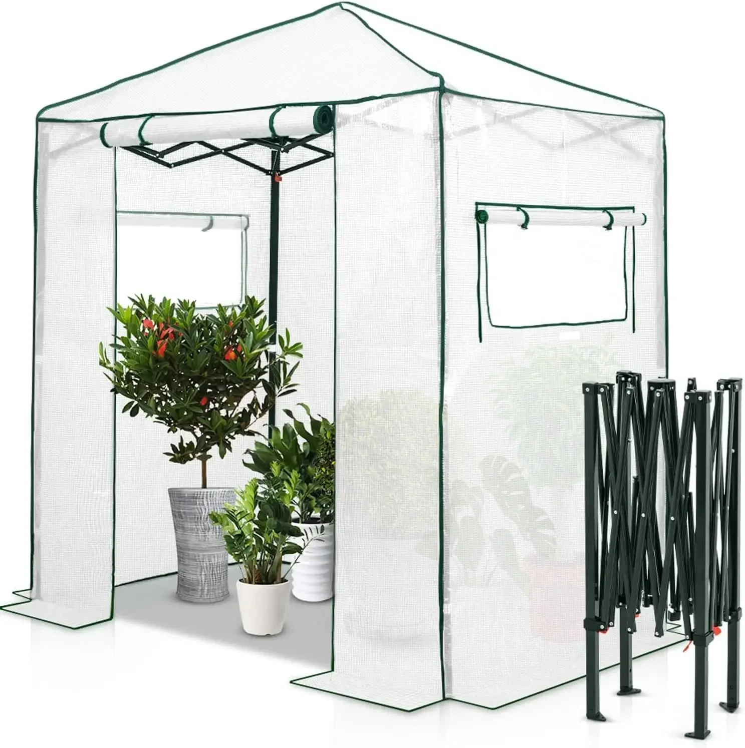 

[Best Seller, Limited Stock!]6x4 Portable Walk-in Greenhouse, Pop-up Indoor Outdoor Garden Green House, Zippered Door and Window