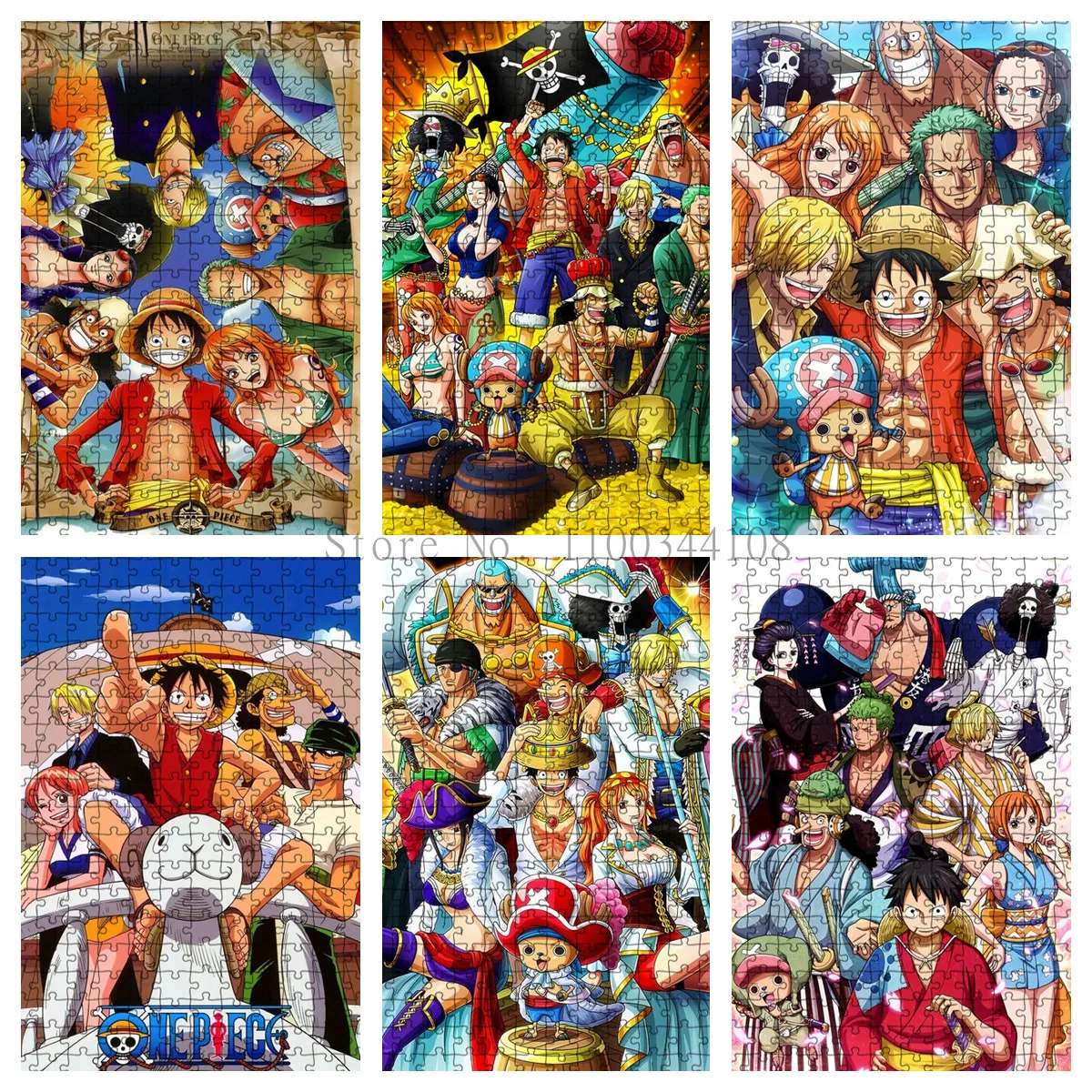 Japanese Anime One Piece Puzzles 300/500/1000 Pieces Jigsaw Puzzles for Adults Kids Educational Toys High Decompression Game