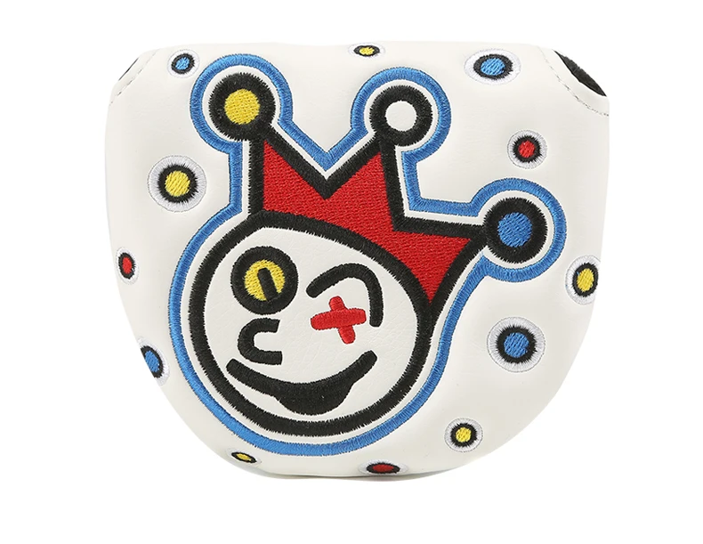 Golf Putter Cover Semi-Round Ball Head, Right Angle, Multi-Color Clown Cartoon Protective Ball Cover Embroidered Cap