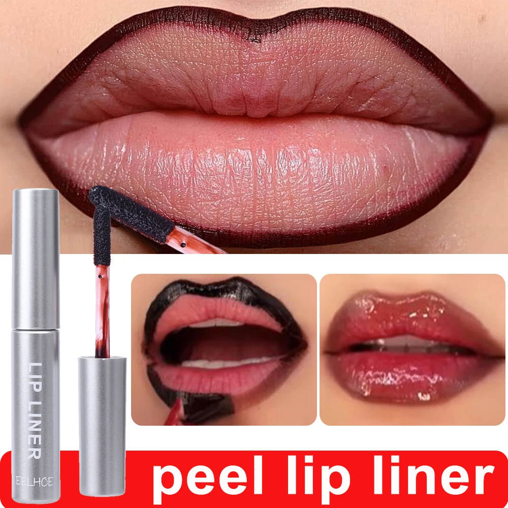 Peel Off Lip Liner Tattoo Waterproof Lipgloss Waterproof Long Lasting Matte Lip Tint Brown Contour Tear-off Lips Stain Cosmetics