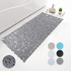 cobblestone Stone Bath Mat Slip-Resistant Pebble Design PVC Shower Mat  with Suction Cup for Kitchen