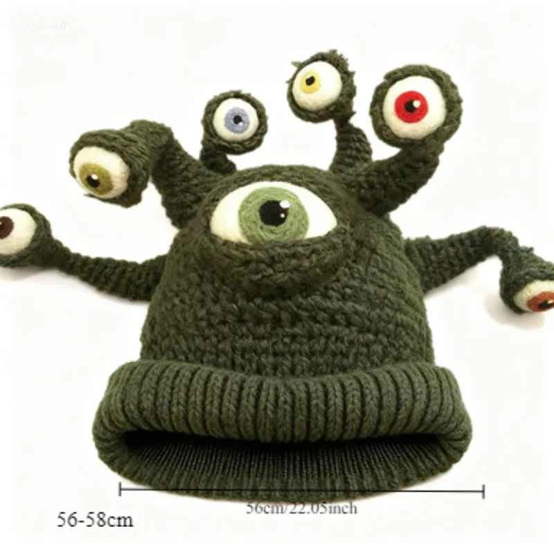 

1pcs Creative Octopus Eye Knit Hat - Halloween Handmade Multi-Tentacle Beanie, Unique Winter Warm Hat for Autumn Winter