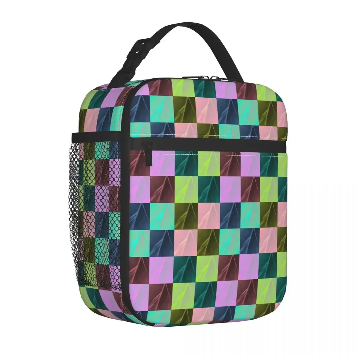 

Colorful Colorblock Lunch Bag Checkerboard School Lunch Box For Women Custom Thermal Lunch Bags Oxford Portable Cooler Bag