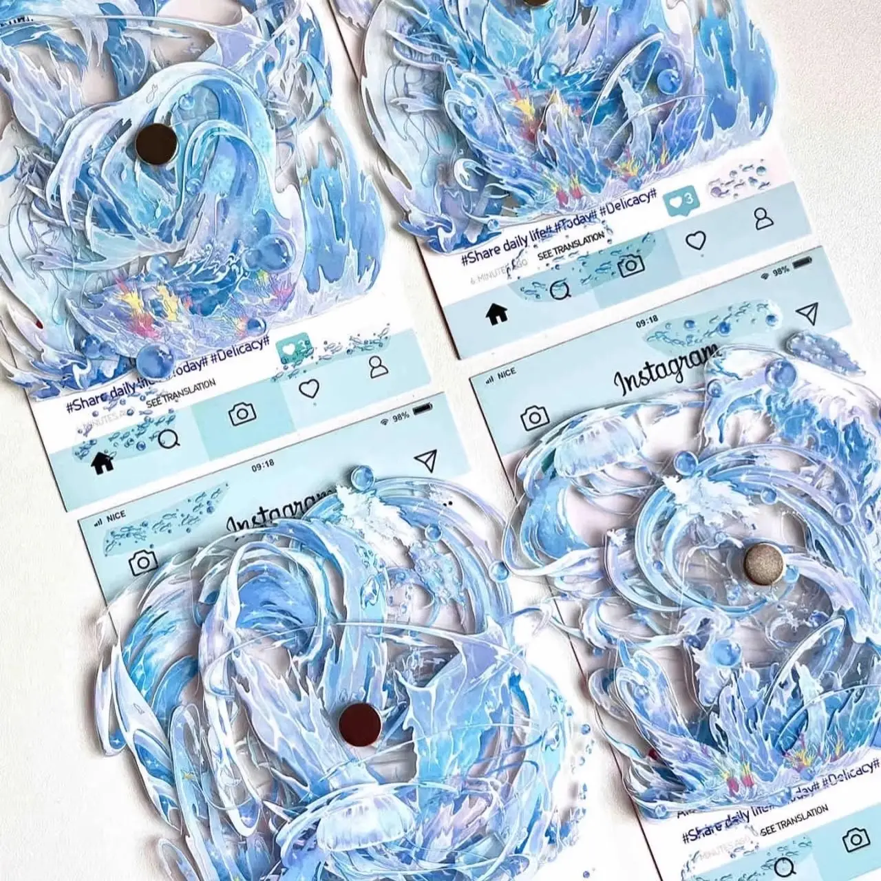 Small Design High Face Value 58Mm Ripple Magnetic Badge Holder Anime Two-Dimensional Acrylic Badge Collection and Storage