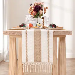 Linen Table Runner Cotton Linen Table Runner for Rustic Home Decorations Room Wedding Decor Reception Bridal Shower Thanksgiving