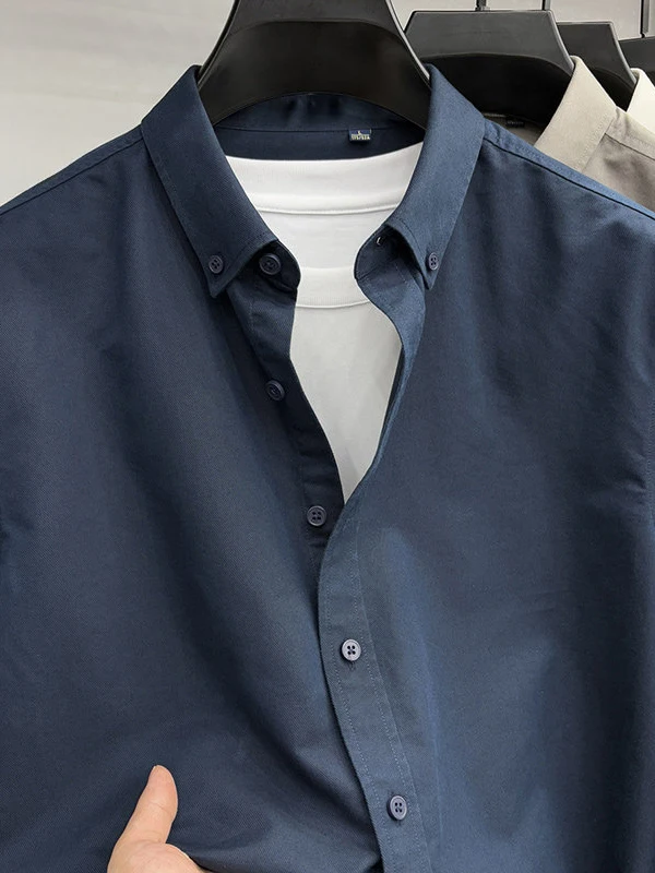 

Faionable Classic Color Long Sve irt Casual Men's Cotton Polyester Blend Busin Casual Sle Breathable Youth ...