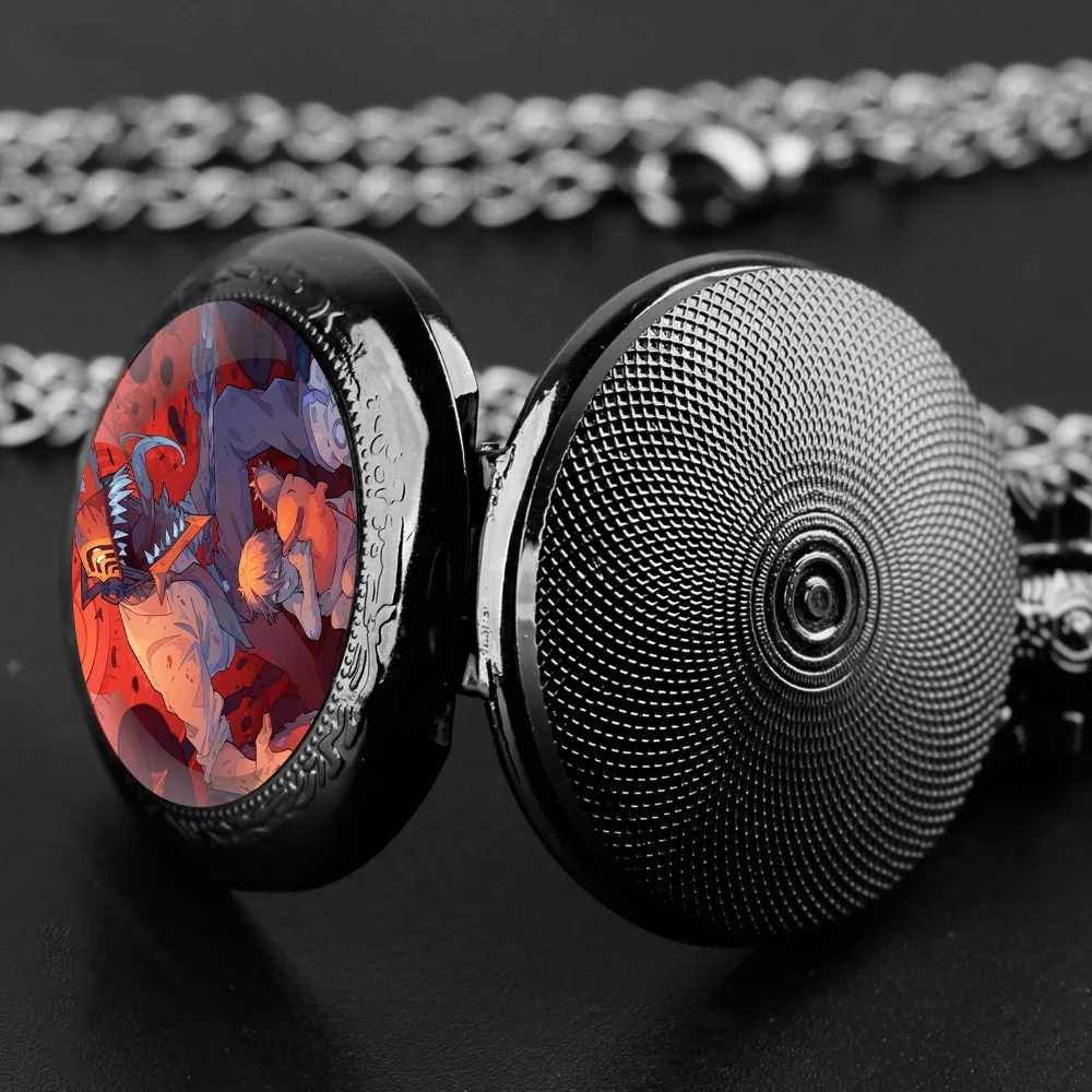 Chainsaw Man Glazen Koepel Zakhorloge met Ketting Vintage Quartz Hanger Horloges Heren Vrouwen Gift reloj de bolsillo hombre