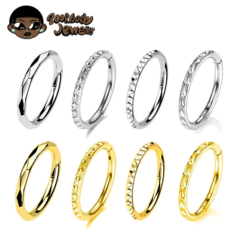 ASTM F136 Titan abgewinkelt Polyederkante Titan Scharniersegment Nasenring Piercing Clicker Septum Tragus Helix Tragus Ohrringe