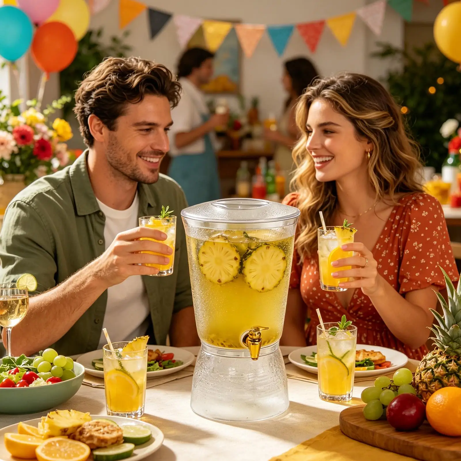Drink Dispensers For Parties 6L Iced Beverage Container Cocktail Dispenser With Spigot For Entertainer Bartenders Women Men Home