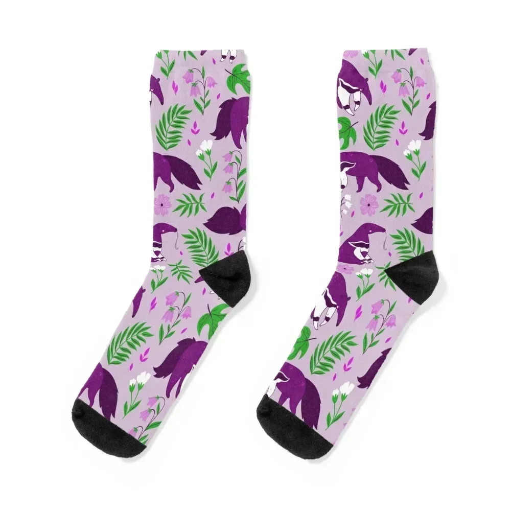 

cute anteater purple floral Socks new year floral Toe sports cute Designer Man Socks Women's