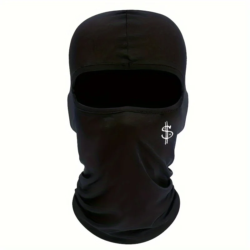 Breathable cycling face mask for summer sun protection, lightweight and elastic, fashionable printed design, dollar symbol