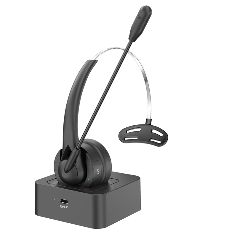 

On Ear Headset BT 5.4 Wireless Headphone Call Center Headband Earphone With Noise Cancelling Mic