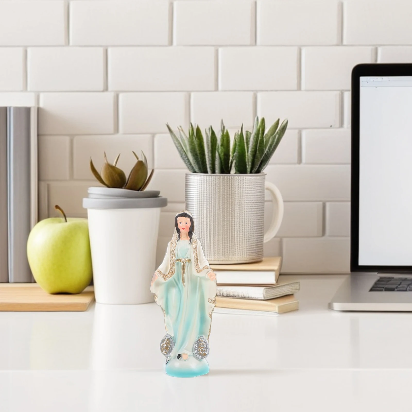 

Resin Vintage Home Decor Small Blessed Mother Statue Religious Sculpture For Church Desktop Blessed Mother Statue