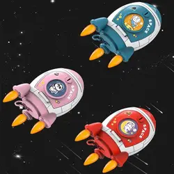 Durable Cute Piggy Bank Space Rocket Shape Plastic Cash Box Multi-purpose with Cartoon Sticker Money Box Kids Gift Toy