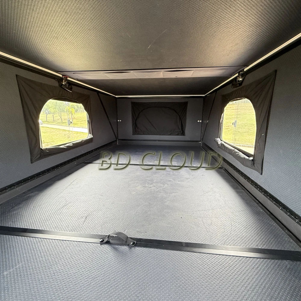 Hard Shell Rooftop Tent, Universal for All Pickups, High Roof Honeycomb Aluminum Hard Wall, Foldable Camping Shell with Bed