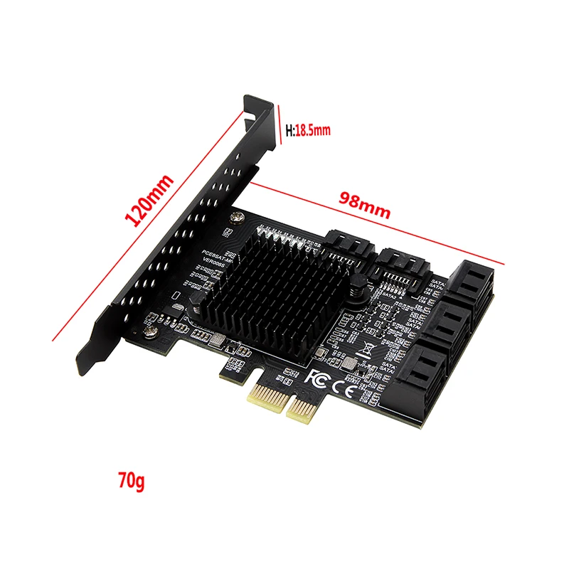 Imagem -02 - Pci-e Sata 2x 4x 8x 16x Pci-e Cartões Pci Express para Sata 3.0 Portas Sata Iii 6gbps Placas de Adaptador de Expansão com Cabo de Dados Sata3