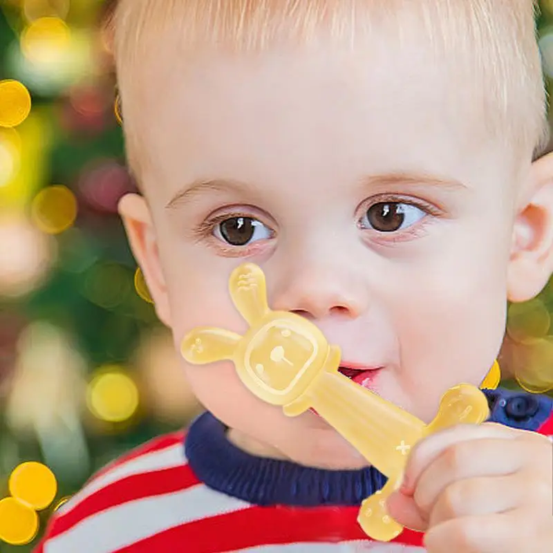 Beiß spielzeug kaninchen förmiges Beiß spielzeug für Babys 3 Monate weicher Q-Elastizität-Silikon beißring zur Beruhigung von Kinder