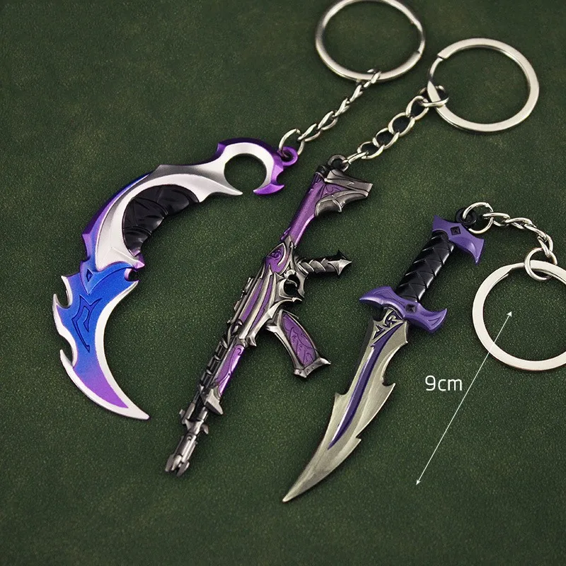 Riot Games Valorant Keychain Karambit AK M4 Samurai Dagger Weapon Model Metal Key Ring Bag Pendant llaveros Jewelry Male Gift