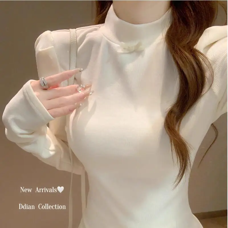 

Немецкая бархатная рубашка с полувысоким воротником и внутренней нижней частью для женщин на осень и зиму, новый стиль, нижняя рубашка с длинными рукавами, новый стиль