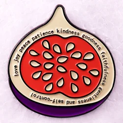 I Love Joy Peace Patience Kindness Goodness Faithfulness Enamel Pins Fig Fruit Badges Brooches