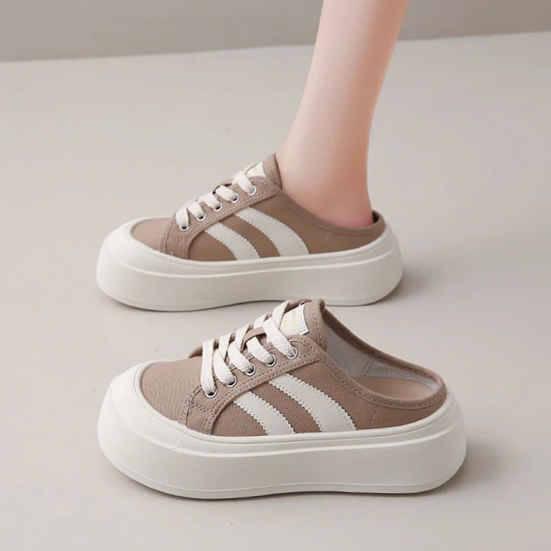 

Кроссовки CRLAYDK женские холщовые, удобные лоферы на платформе, без застежки, Повседневная Уличная обувь, сланцы, с открытой спиной