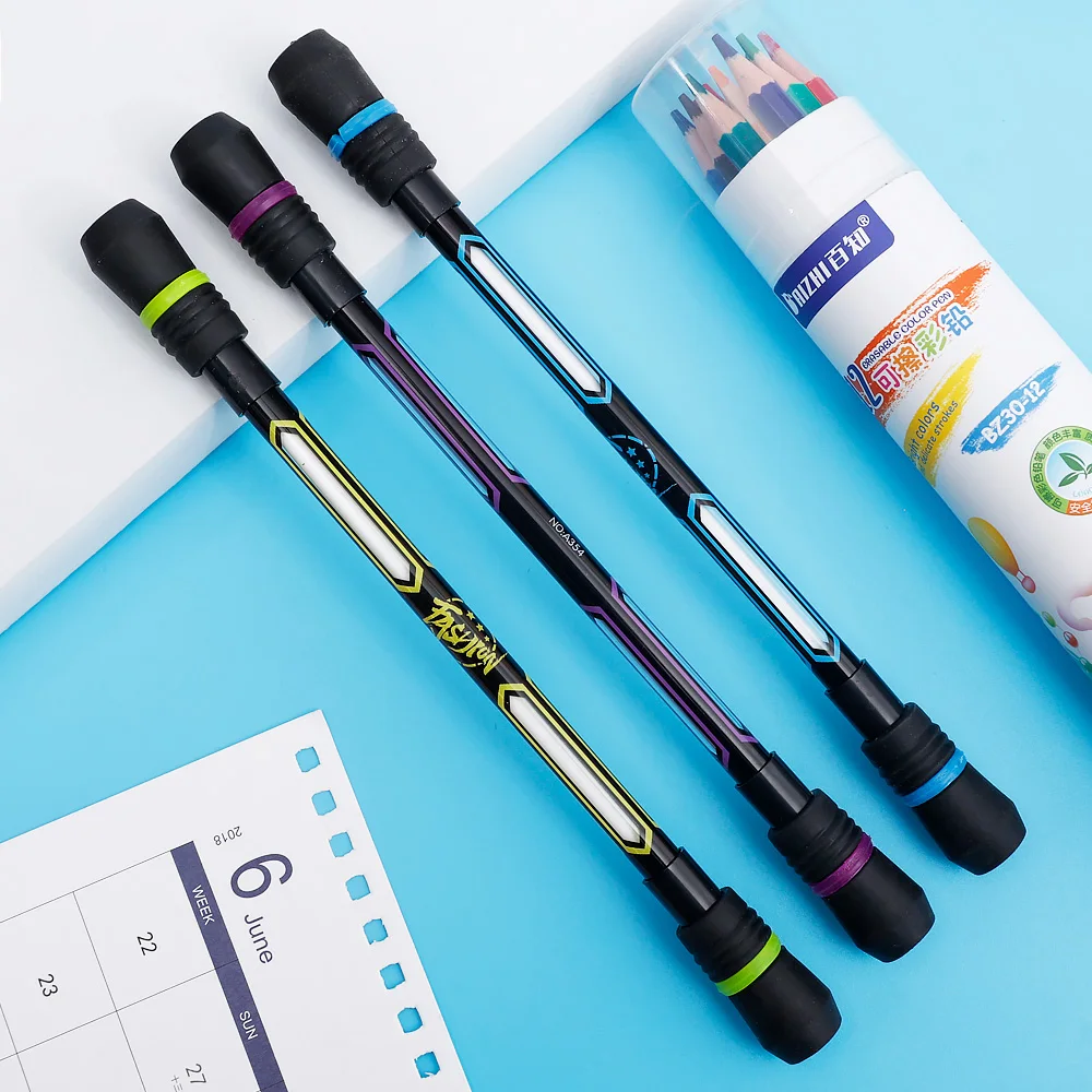 1pc Novelty Rotating Gaming Pen Spinning Gel Pens Anti-slip Rotating Gaming Gel Pens Student Intelligence Release Pressure Gift