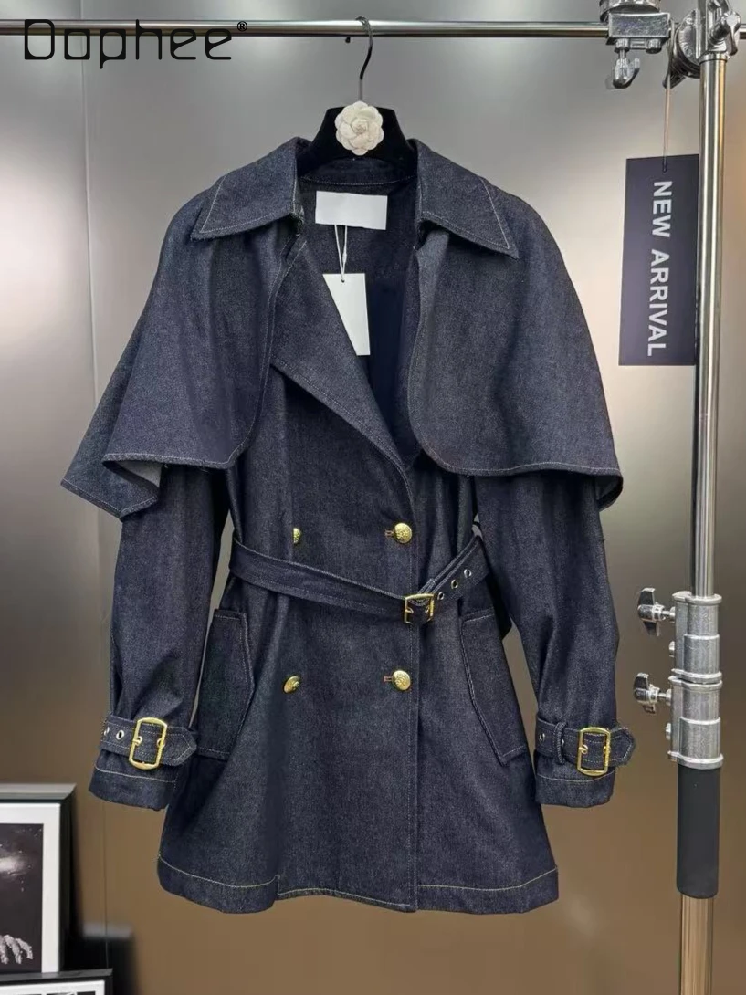 

Autumn New Commuter Style Fashion Turn-Down Collar Double-Breasted Belt Slim Short Trench Coat Straight-Leg Pants Two-Piece Set