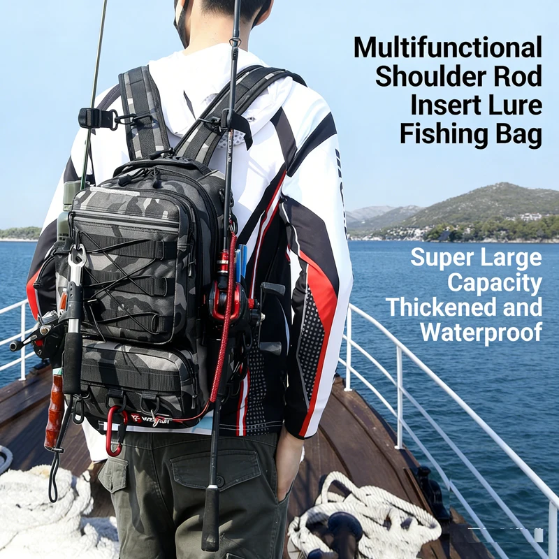 

Men Fishing Lure Backpack Waterproof Large Capacity Crossbody Lure Rod Bag Outdoor Fishing Equipment Portable Fishing Gear Bags