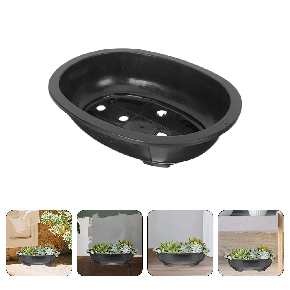 

3 Pcs Large Oval Plastic Flower Pot Garden Planter Bonsai Pots Outdoor Container Box