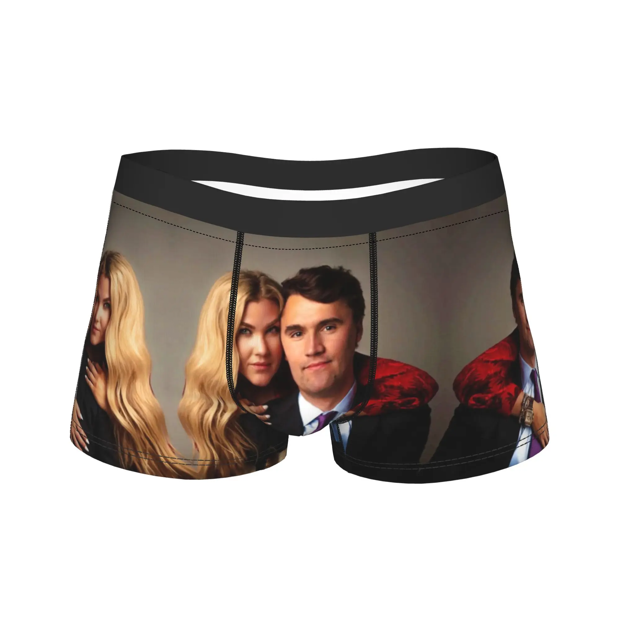 Charlie Kirk Couple Portrait Meme Shorts Briefs  Underwear Quality Men Comfortable Trunk Design Large Size Panties