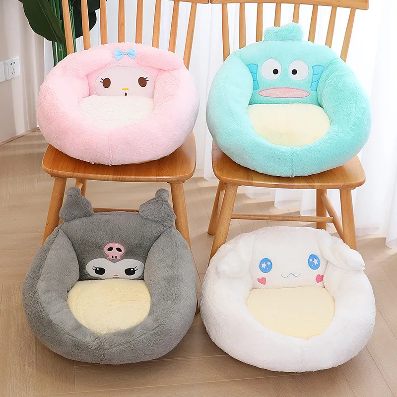 Big Size Cute Cinnamoroll Plush Half Surrounded Black Kuromi Cushion Backrest Dormitory Office Non-Slip Chair Cushion