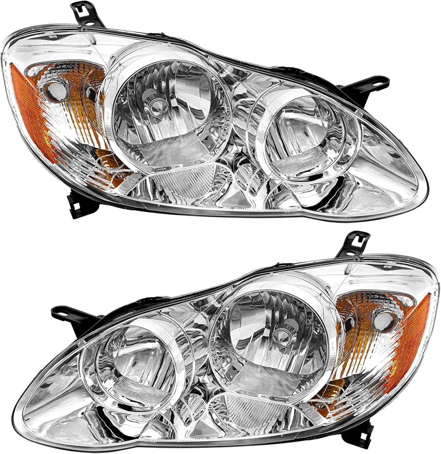 

for 2003 2004 2005 2006 2007 2008 Corolla Headlight Assembly for 2003-2008 Toyota Corolla Clear Lens Chrome Housing with Amber R