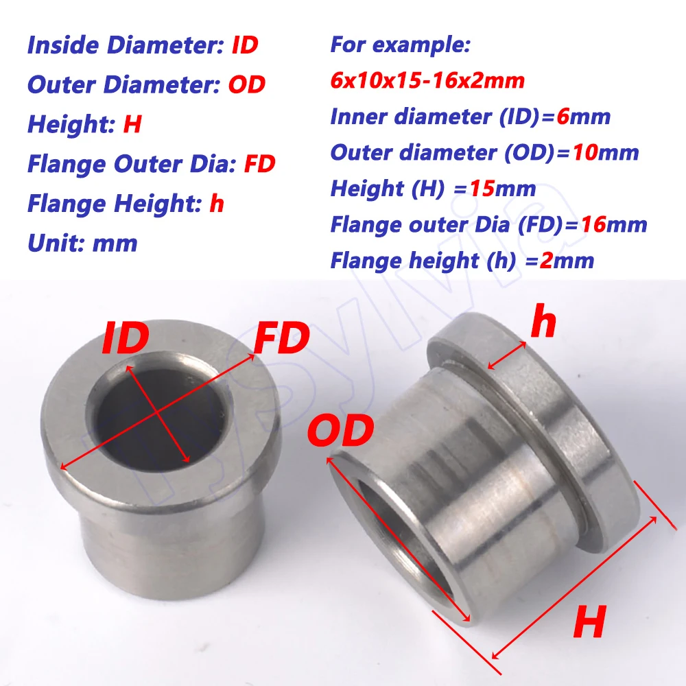 1PCS Bearing Steel Flanging Bushing Bore 4mm - 75mm Sleeve Wear Resistant Unthreaded Hollow Shaft Sleeve Spacer