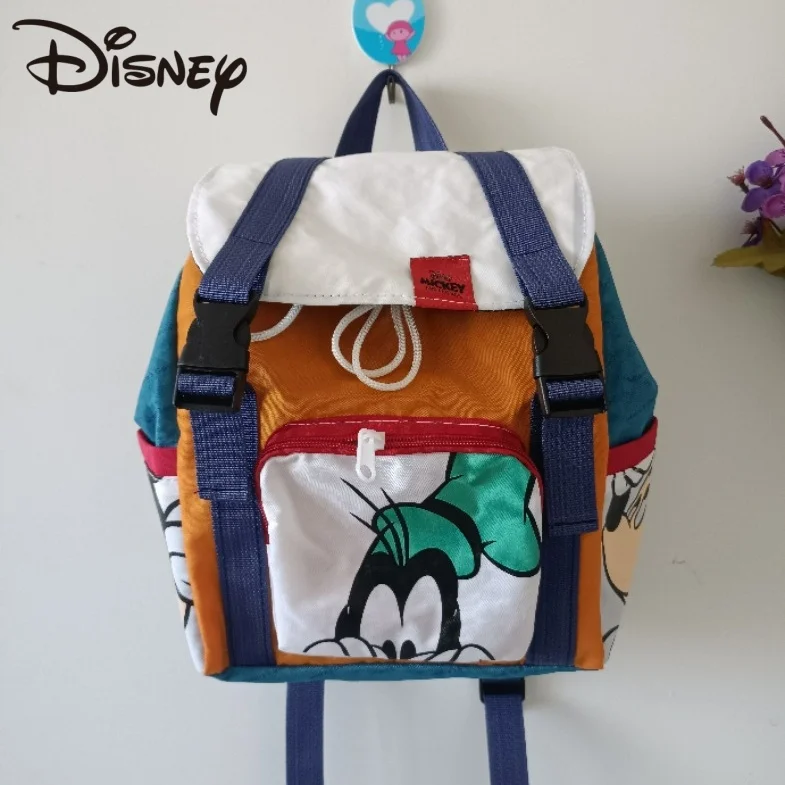 2024 New Children's Bag Disney Donald Duck Mickey Mouse Cartoon Print Kids' Backpack Nylon Skin Contrasting Colors Schoolbags