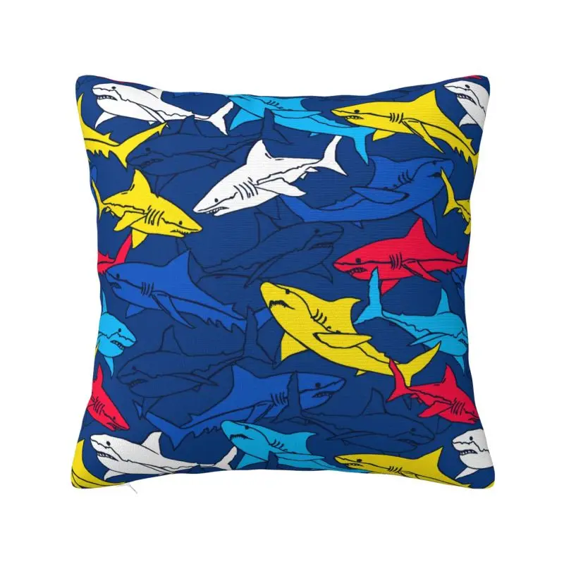Ocean Animal Shark Throw Pillow Case 55*55cm Decorative Cushion Cover Soft Polyester Pillowcase Double-sided Printing