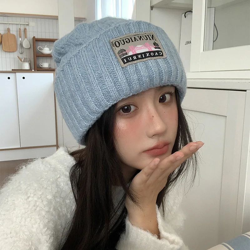 

Melard Knitted Beanie Winter's Versatile Thickened Wool Hat for Women Warm Ear-Covering Cold Weather Beanie