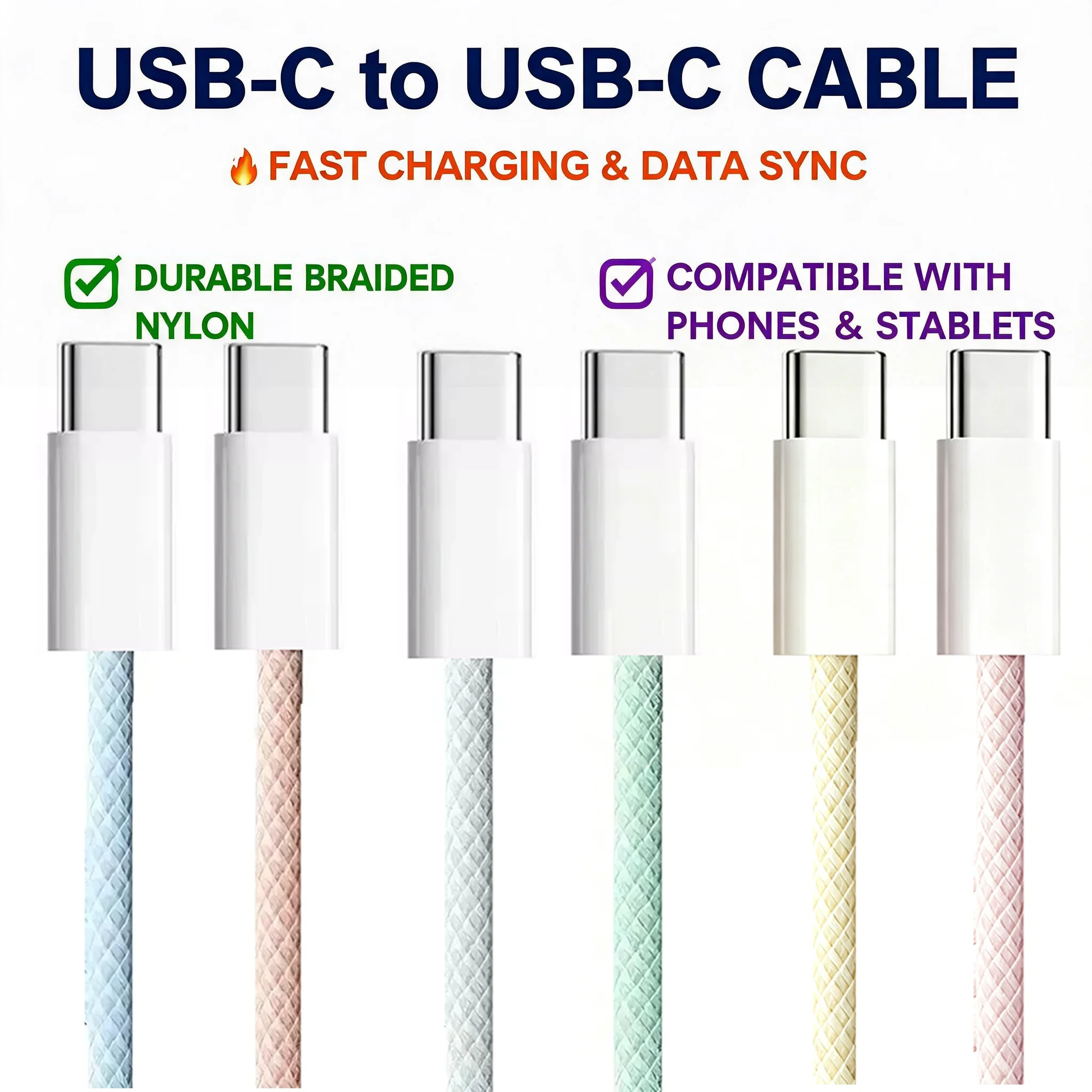 USB C Cable,5-Pack USB C to USB C Cable For iPhone Charger Cord,Fast Charging For Samsung For Switch 2,For iPad, For MacBook