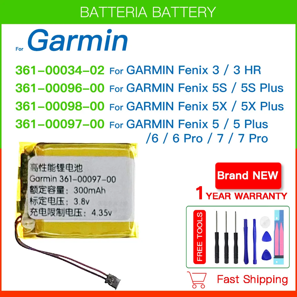 361-00097-00 For Garmin Fenix 5/Fenix 5 Plus/Fenix 6/Fenix 6 Pro/Fenix 7 /7pro 361-00098-00 Battery 361-00096-00 For Fenix 5S/5X
